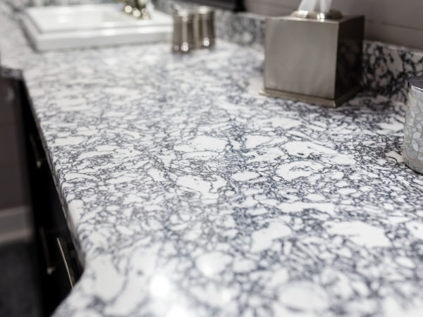 Beautiful granite marble countertops in bathroom remodel project